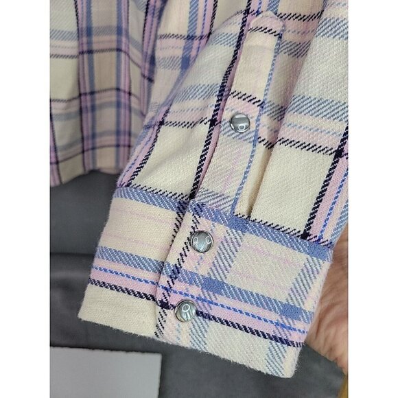 New J. Crew Relaxed fit Flannel Shirt Jacket Shacket Pearl Snap Pink Plaid Sz 24 - Picture 14 of 14